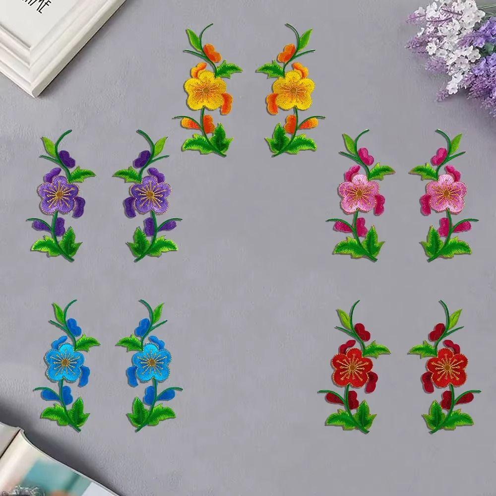 Flowers Leaves Sew Iron On Patches Hot Melt Adhesive Ironing DIY Embroidery Flowers Patch Clothes Patchwork Sticker for Clothes