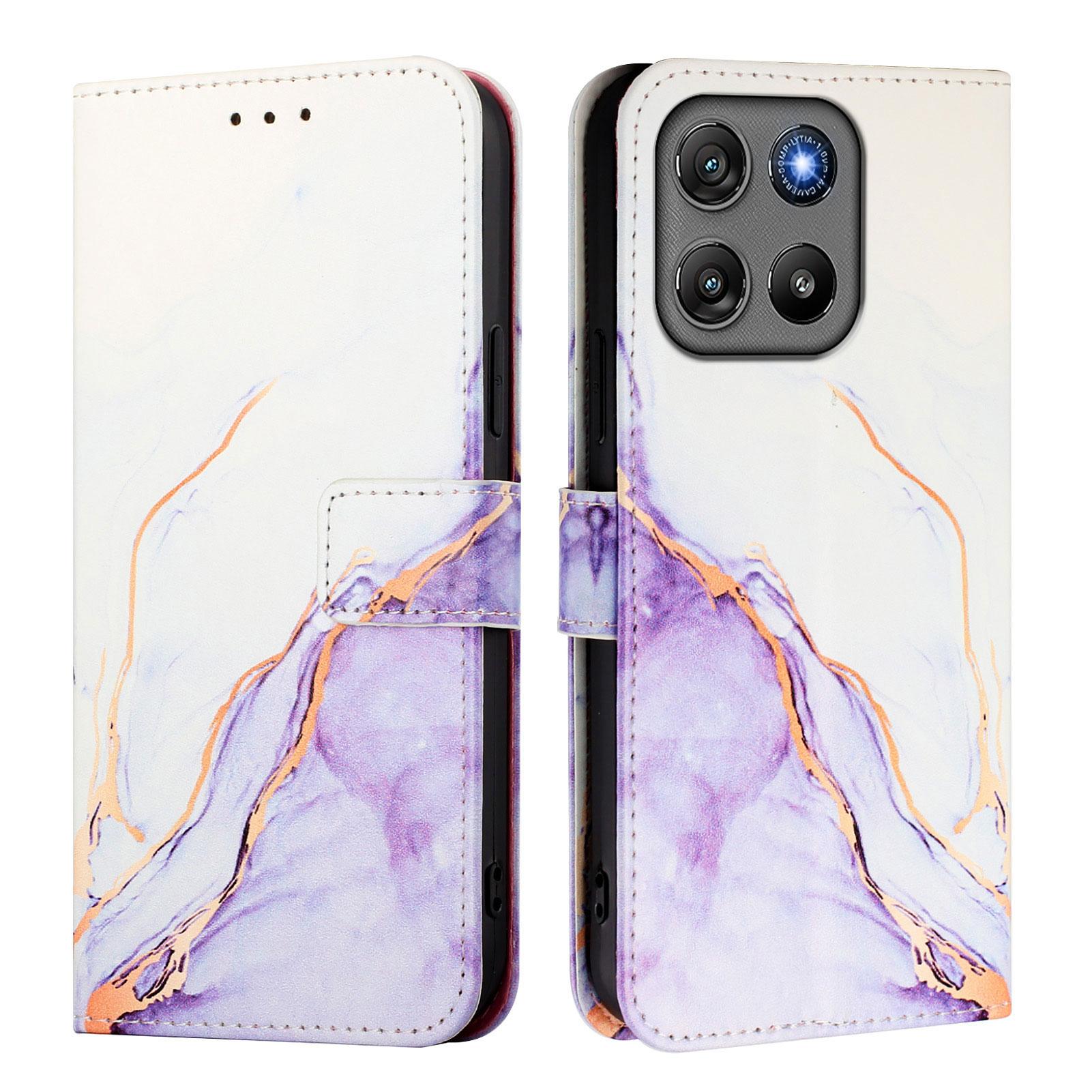 

For Motorola Moto G67 Power 5G Case with Strap Marble Pattern Leather Phone Cover Card Holder