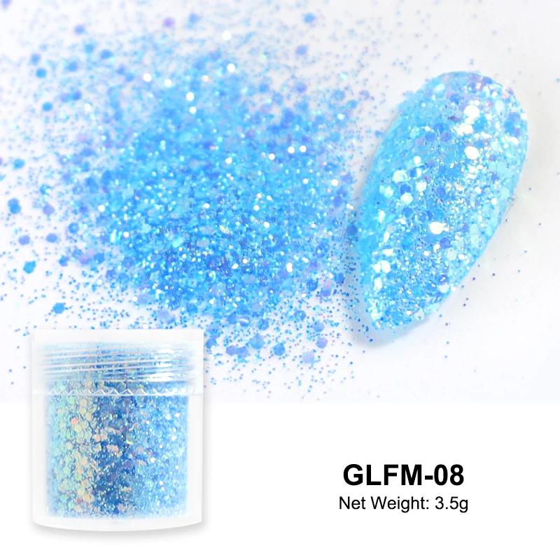 3,5g Paillettes Iridescentes Sucre pour Ongles Coloré Candy Coat Poudre Pigment Pour Manucure Effet Sucre Poussière Brillante Décorations Nail Art