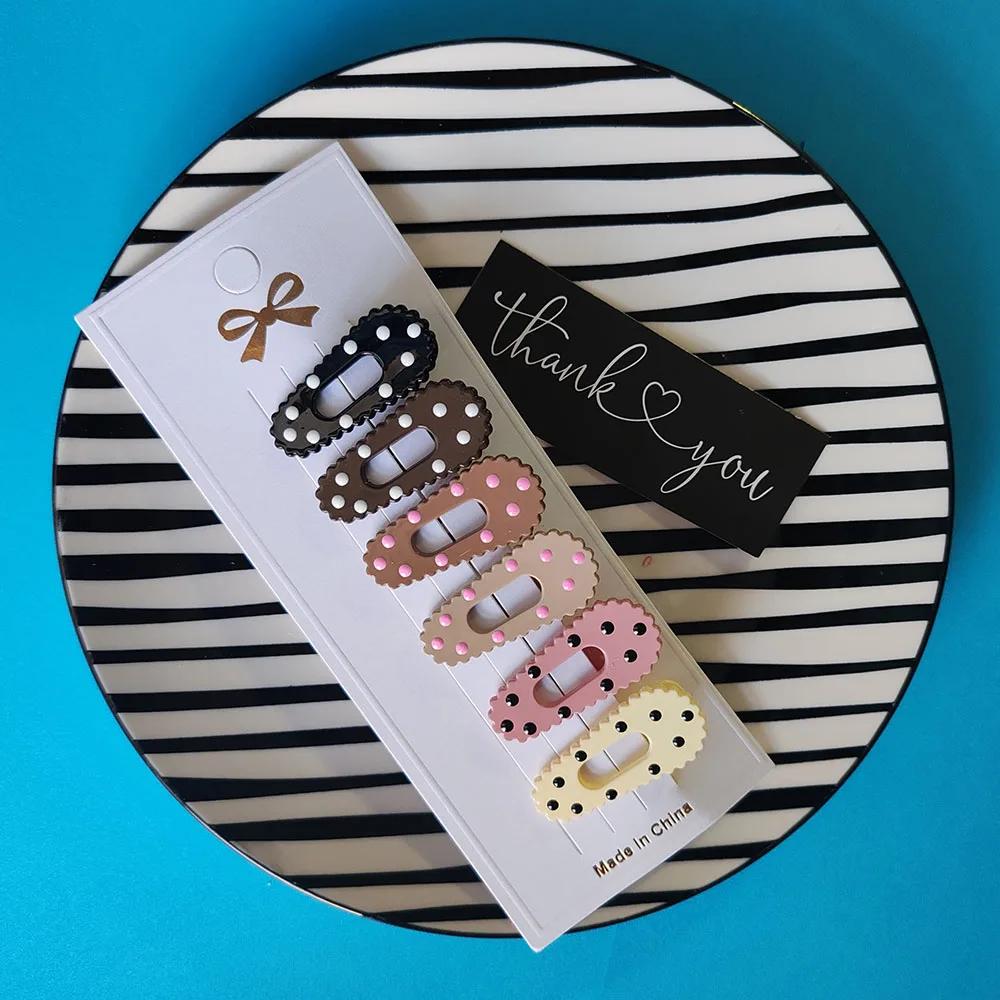 6pc European and American Cute Colorful Dot Hairpin Hair Side Clips for Girls Women Children Party Korean Hair Accessories