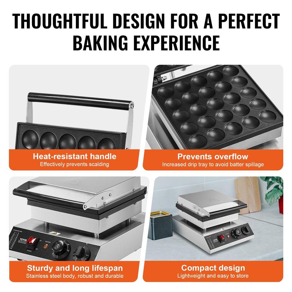 25PCS 43mm Mini Dutch Pancake Maker Commercial Dorayaki Baker 1700W
