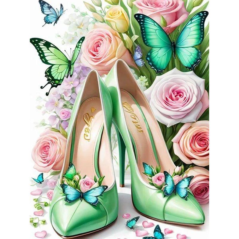 

Алмазная мозаика туфли на высоком каблуке вышивка крестом бабочка вышивка полная квадратная круглая картина вышивка крестом декор для дома Full Round 20x30CM