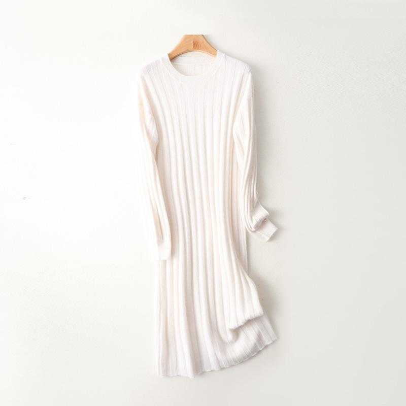 Women Sweater Dress 100% Wool MODERN NEW SAGA O-neck Knit Long Pullover Winter Jumpers Wool Long Dress Female