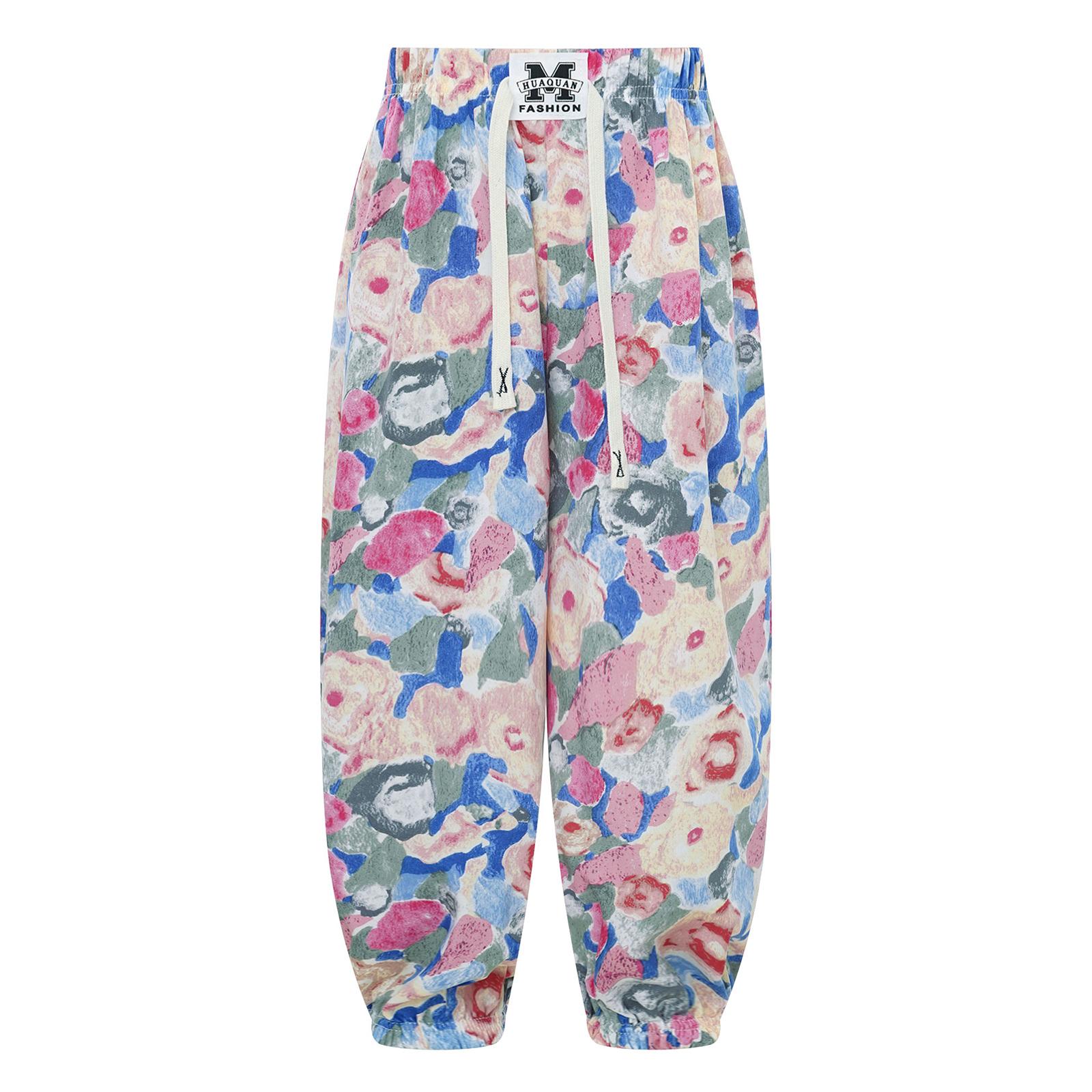 

Дитячі штани з принтом на еластичній талії для хлопчиків і дівчаток, легкі шаровари для пляжного відпочинку, подорожей та домашнього носіння 7-8 Years хакі