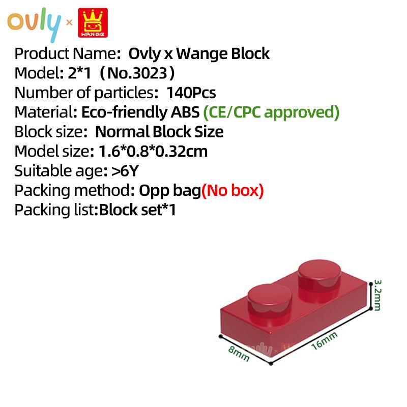 WANGE 2*1 Building Blocks 140Pcs No.3023 Small Compatible Bricks 2-Hole Low Elements Accessories MOC DIY Bulk Kids Toy