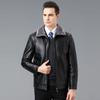 Genuine Leather Jacket for Middle-aged and Elderly Dads, Sheepskin Lapel Jacket, Velvet Thickened Men's Jacket