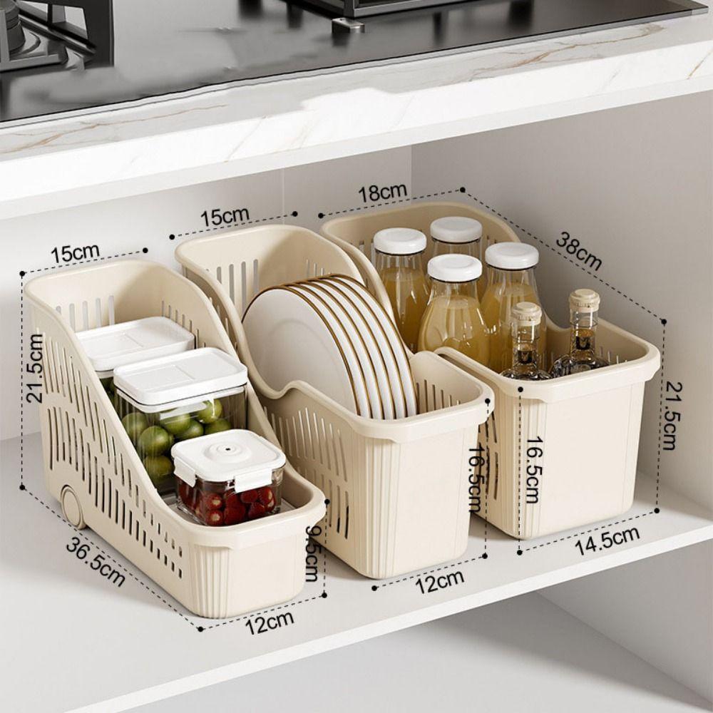 with Wheels Kitchen Storage Basket Multi-function Kitchen Cabinet Organizer Kitchen