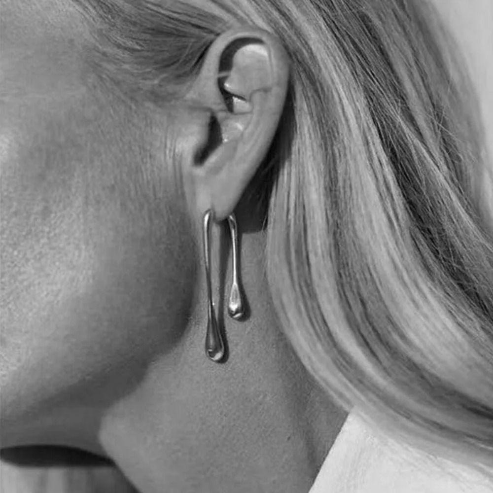 Alloy Long Pendant Earrings Gold/Silver Vintage Geometric Earrings  Women