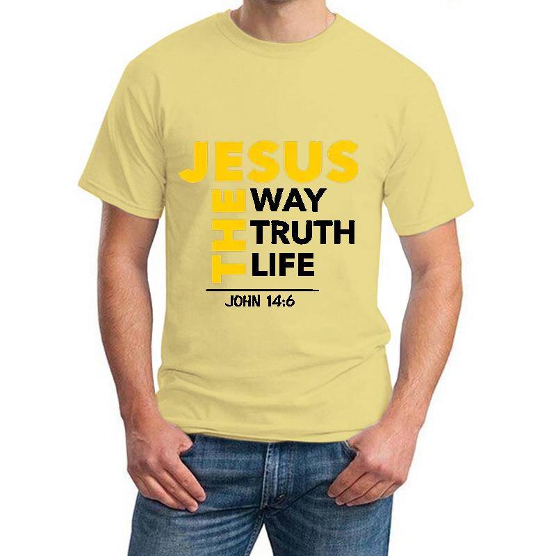 Ježíš Cesta Pravda Život Potisk Tričko Pánské Biblické Verše Oblečení Ležérní Trička s Krátkým Rukávem Léto Křesťanství Bůh Ježíš Trička