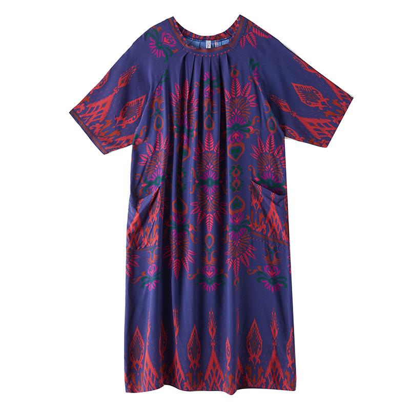DIMANAF New 2026 Women Plus Size Summer Lady Vintage Long Dress Loose Oversize Maxi Print Beach Sundress Clothing