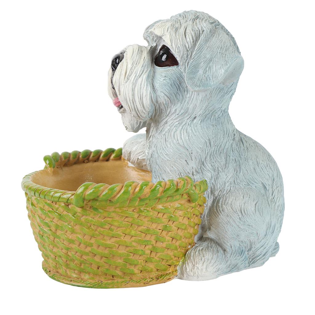 Cute Dog Ornament Entry Key Storage Basket Puppy Statue for Living Room Entrance Office Decoration Type 2