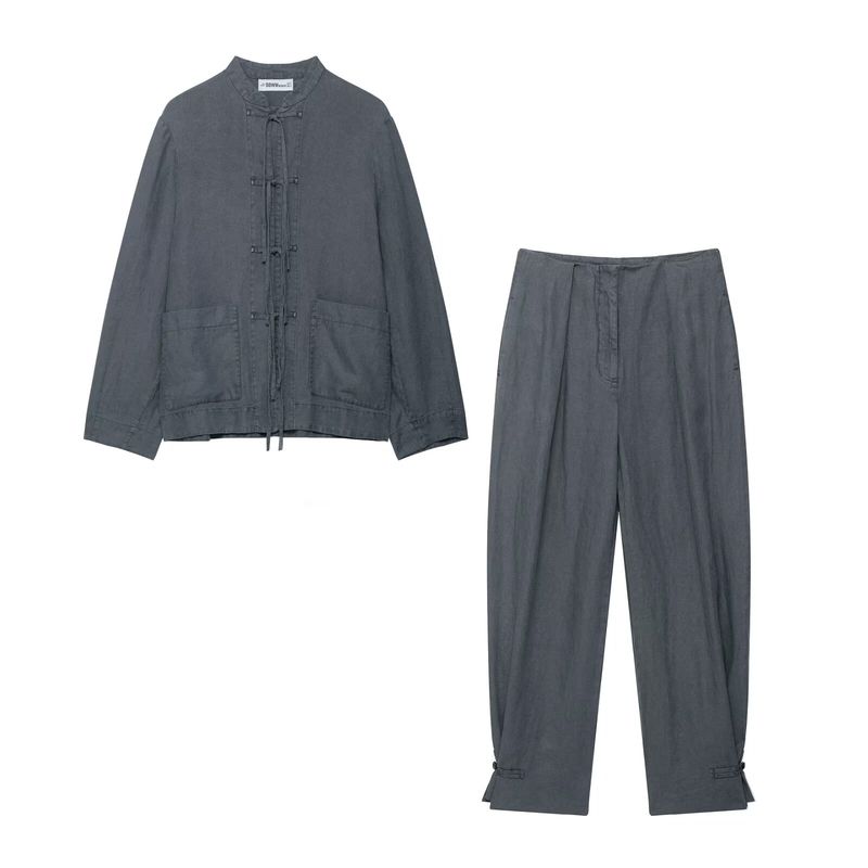 Kaslead New Women clothes Western Style Fashion Lace-up Long sleeve Outerwear Trousers 3736246 3736250