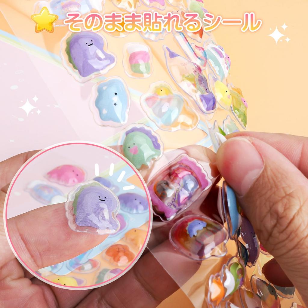 Morishop 10 Sheets Cute 3D Glitter Puffy Stickers Notebook Phone Water Bottle Craft Supplies Gift for Girls Kids