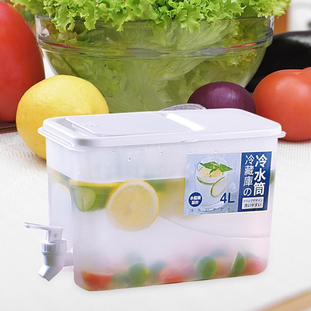 4L Refrigerator Water Dispenser Plastic with Faucet Fridge Water Container Large Capacity Lemonade Container for Kitchen Fridge