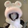 2025 New Winter Scarf Integrated Two-piece Set Cute Bow Plush Bear Ears Hat Women's Versatile
