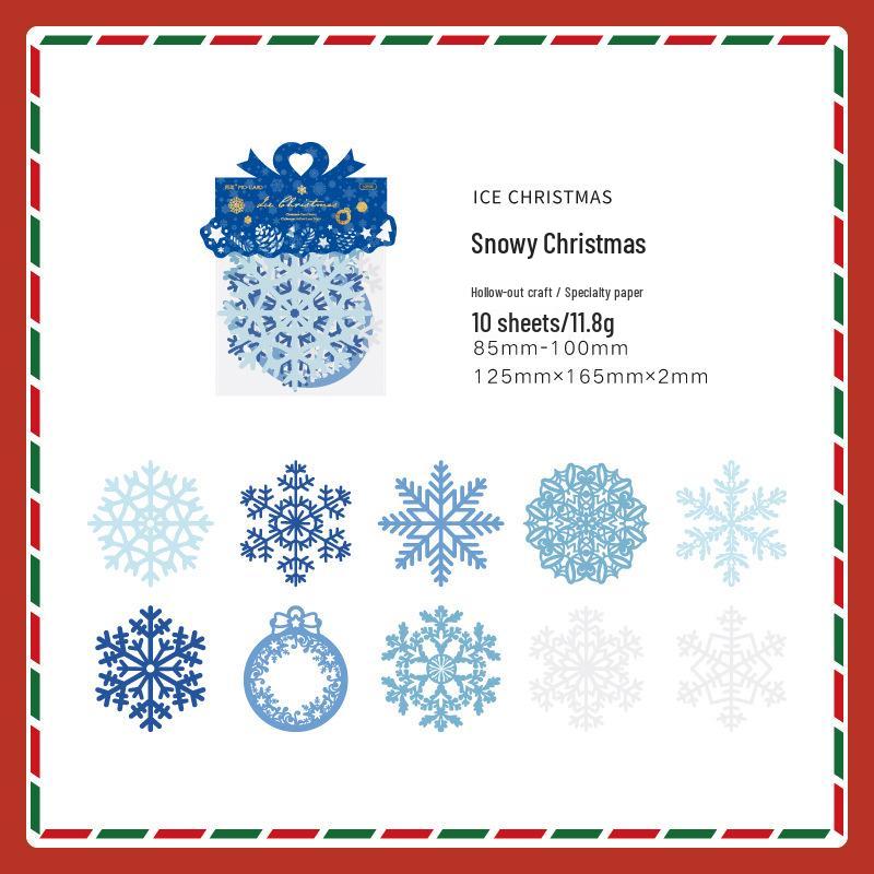 Momo Lace Paper Christmas Carols Series: Hollow Christmas Theme Journal Decoration Paper (Set of 10 Sheets)