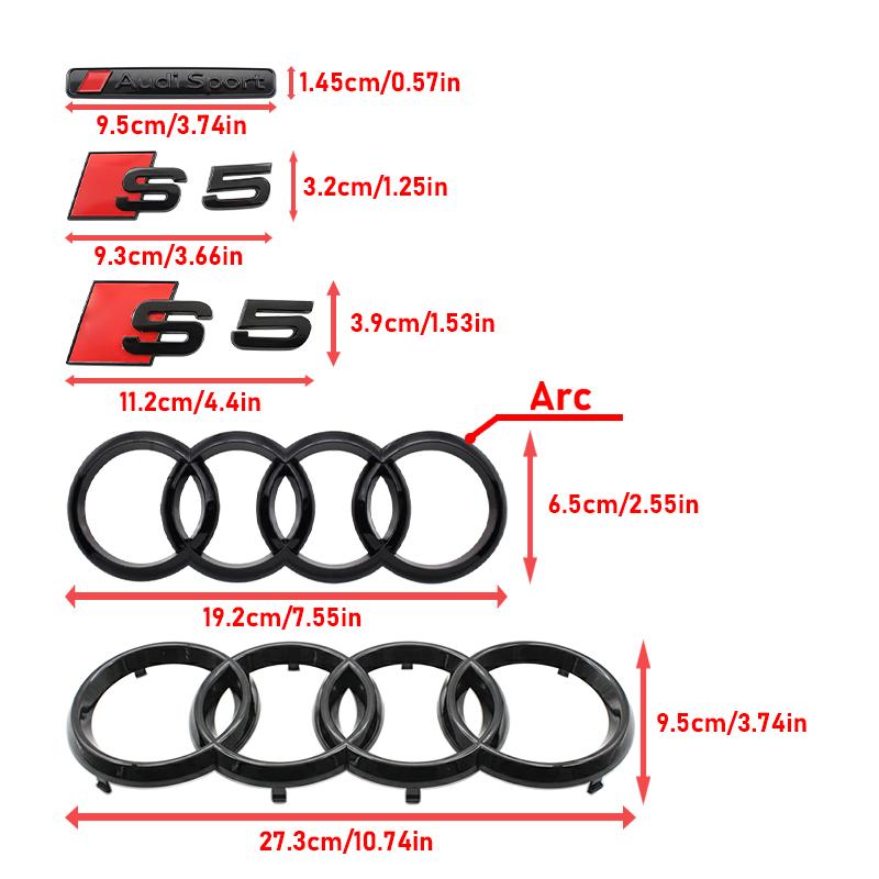 AQ2 192mm 273mm Car Front Hood Grill Emblem Rear Trunk Stickers For Z2 S5 2010-2019 S5 Stickers Z2 Sport Decoration Accessories