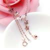 Exquisite Russian 585 Rose Gold Plated Shining Star Necklace Purple Gold Star Tassel Necklace Bead Set Chain