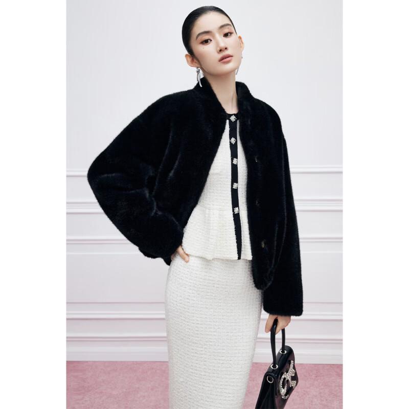 Mandy Zhang Women's Faux Mink Fur Stand-Collar Winter Coat