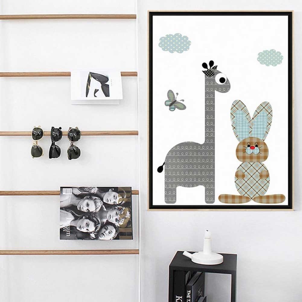 Minimalist Cartoon Animals Oil Painting On Canvas Posters Home Decor Wall Art Painting Wall Pictures for Livingroom Baby Kids Room Decoration