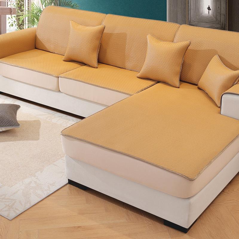 

Прохладный летний чехол для дивана, длинный, полный, нескользящий, ледяной, шелковый, подушка для дивана и защита спинки для летнего использования (B) Pillowcase жёлтый