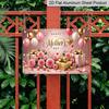 2D Flat, 1pc "Happy Mother's Day" Gift & Balloon Plaque, 12"×8" - Pink Rose & Gold Decor Sign - Aluminium Wall Hanging Decoration, Festive Mother's
