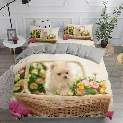 Szczeniak Pomeranian Pies Wygodny Kołdra Poszwa na Kołdrę Poszewka na Poduszkę Zestaw Pościeli Dekoracja Sypialni Dziecięcej Tekstylia Domowe