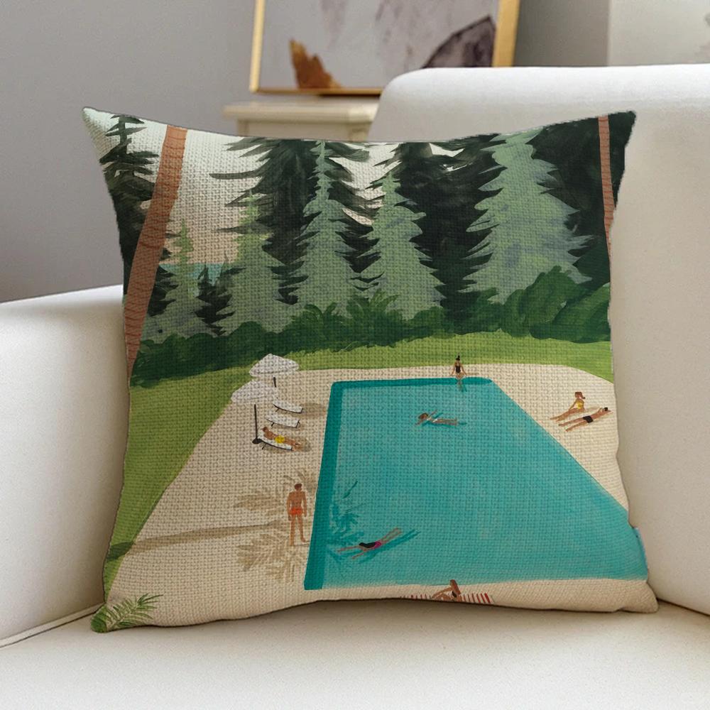 P-Yukiko Noritake Cushion Cover Natural Linen Pillowcase Set, All-In-One Decor For Sofa, Bedroom & Chair