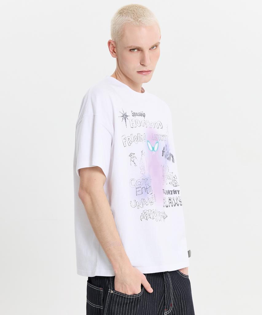 HOODHOOD Spray Alien Short Sleeve T-Shirt White