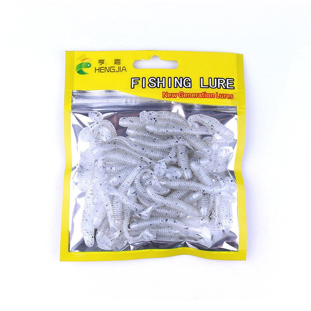 50Pcs/Bag T Tail Silicone Soft Bait Fishing Artificial Worms Soft Lures Carp Fishing Accessories