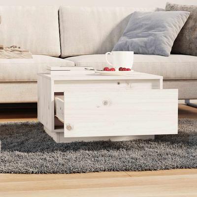 White Coffee Table 55 X 56 X 32 Cm Solid Pine Wood