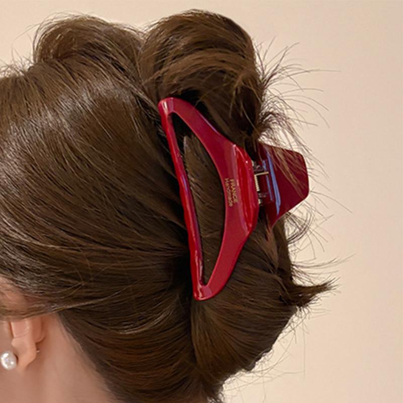 French Acetic Acid Print Hollow Hair Claws for Women Simple Large Shark Clip Back of Head High Volume of Hair Accessories