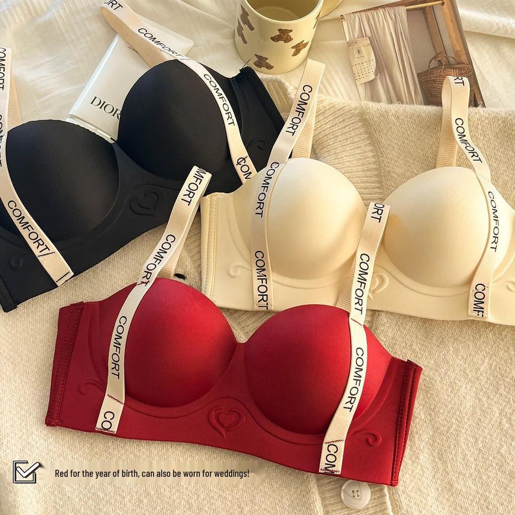 Wire-Free Seamless Push-Up Bra for Small Chest with Adjustable Strap and Underarm Support