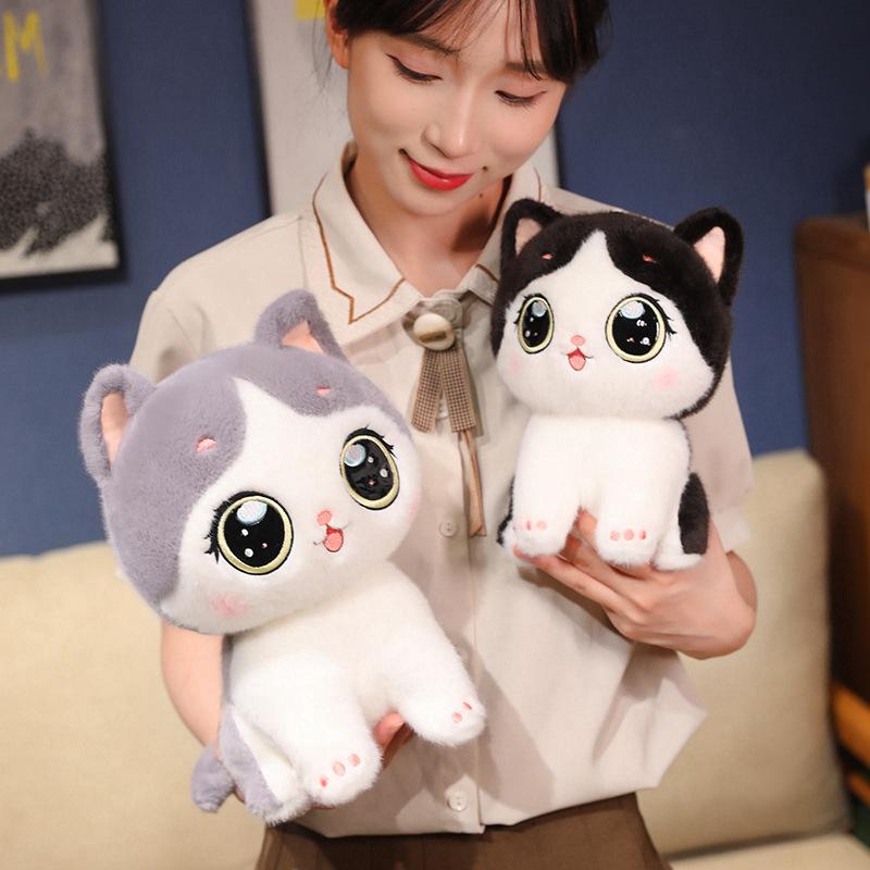 Cute cute big-eyed cat doll plush toy kitten doll children's company soothing throw pillow rag doll