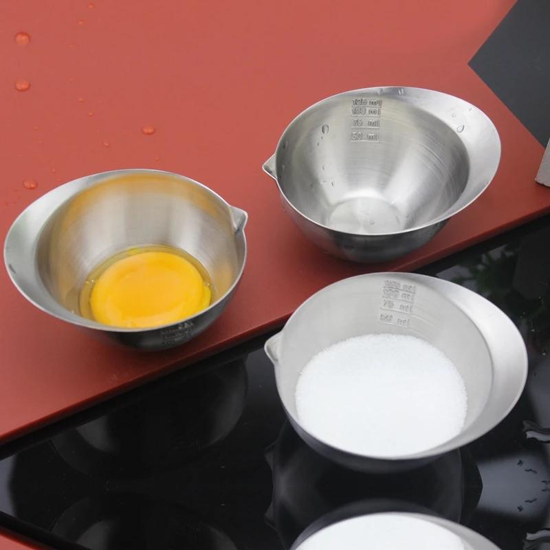 Mixing Bowl with Scale Deep Mixing Egg Salad Bowls for Cooking Nesting Mixing Kitchen Bowl 304 Stainless Steel Bowls Coconut