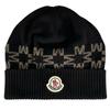 Ausgezeichnete MONCLER Strickmütze BERRETTO Logo-Patch schwarze Baumwolle Damen Gebraucht