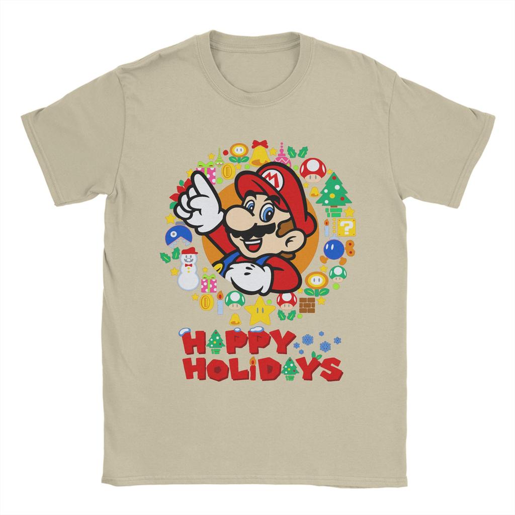 Cartoon Super Marios TShirt Men Women Merry Christmas Novelty Cotton Tee Shirt Crewneck Short Sleeve T Shirt Plus Size Clothing