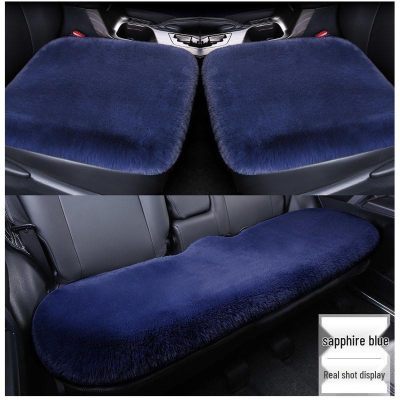 Winter Rabbit Plush Car Seat Cushion Set - 3-Piece No-Back Design for Single Seats