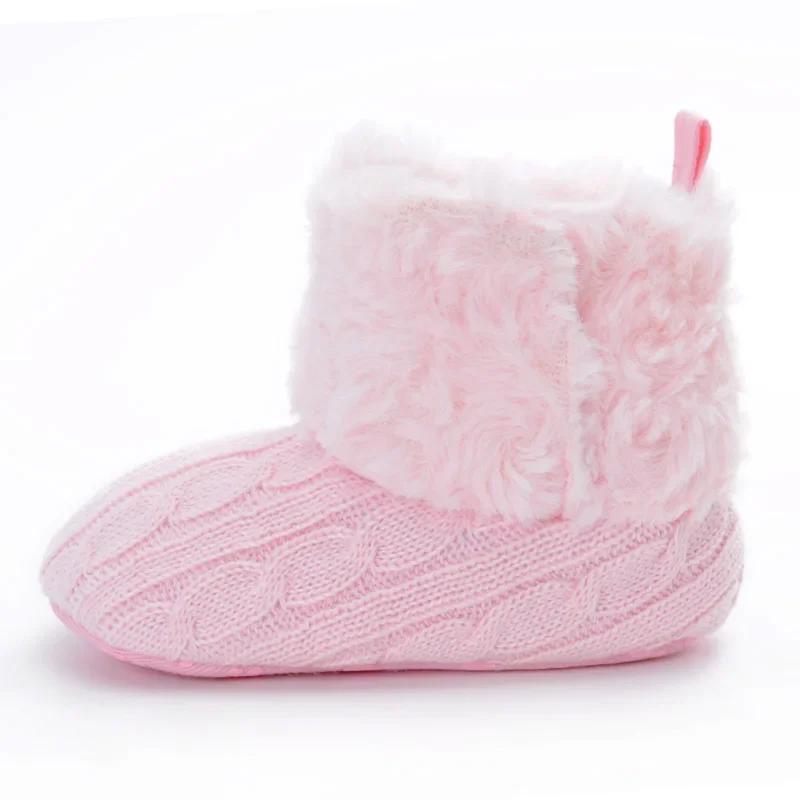 2025 New Winter Baby Snow Boots Knitted Warm Plush Newborn Little Girls Boys Shoes Non-slip Fashion Toddler Girls Boots