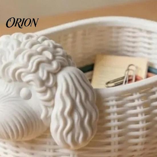 3D Printed Animal Decor Poodle Shaped Storage Organizer, Print Decorative Ornament, Plastic Novelty Desk Decoration White Container for Small Objects