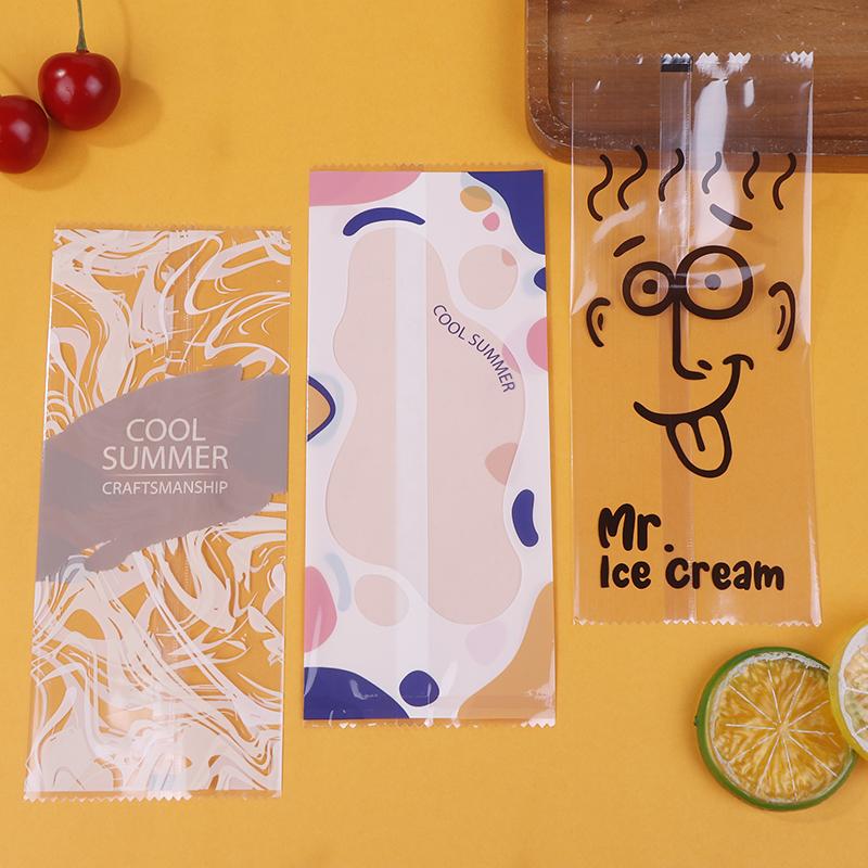 100Pcs/Pack Transparent Cartoon Ice Cream Machine-Sealed Bag Homemade Popsicle Plastic Bag Handmade Ice Cream Packing Bags