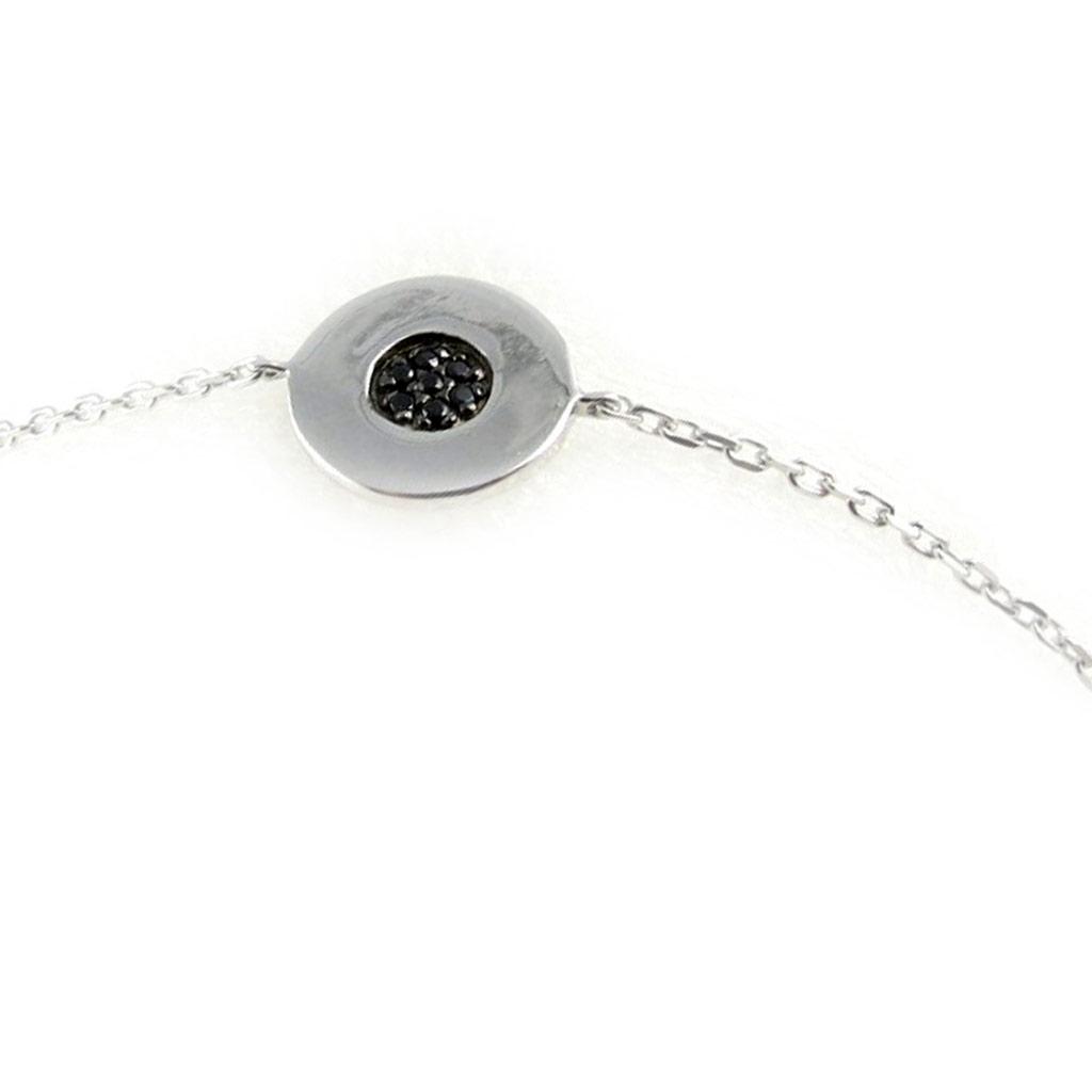 Les Trésors De Lily [L0464] - Silver Bracelet 'Scarlett' Black White