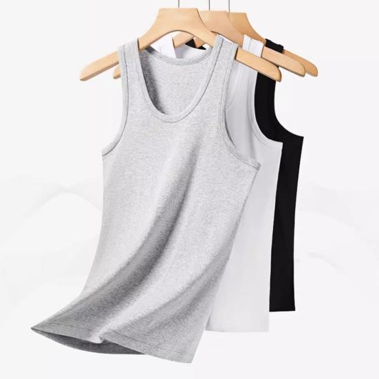 Gilet Homme Col Rond Sans Manches Coupe Ajustée Débardeurs Doux Respirant Hauts à Superposer Sensation Sans Couture Gilet Basique Tenue Quotidienne
