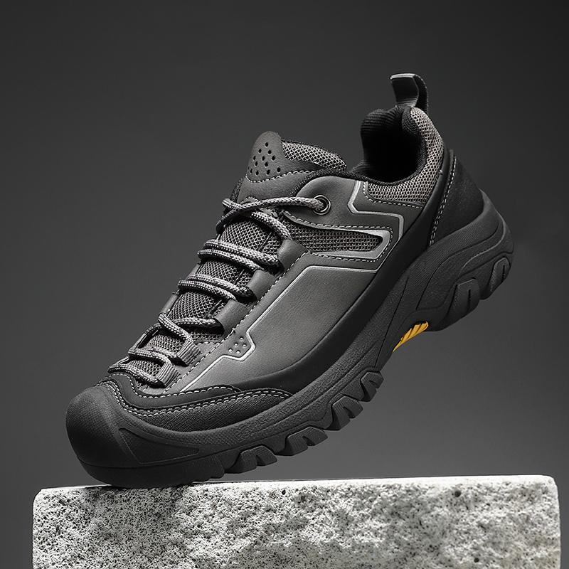 

Модные мужские кроссовки для прогулок и отдыха на открытом воздухе, обувь для скалолазания, высококачественная натуральная кожа, мужская обувь для хайкинга, нескользящая шнуровка, трекинговая обувь 44 серый