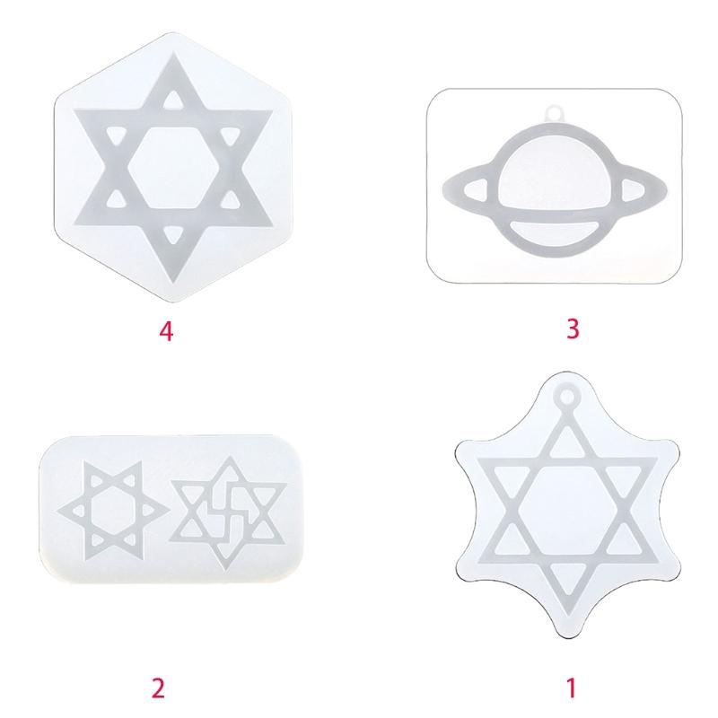 Shiny Glossy Six-pointed Star/Little Planet Keychain Silicone Epoxy Resin Mold DIY Pendant Jewelry for Halloween Gift