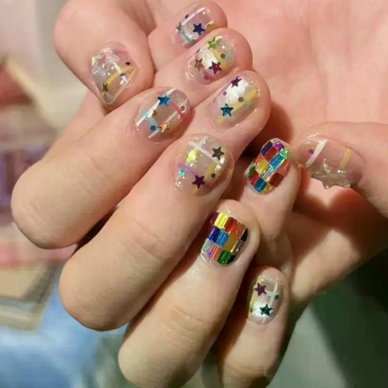 12 Grids Star Glitter Colorful Nail Flake Flash Mini Pentagram Nail Seqiuns Nail Charm Kawaii DIY Manicure Accessories