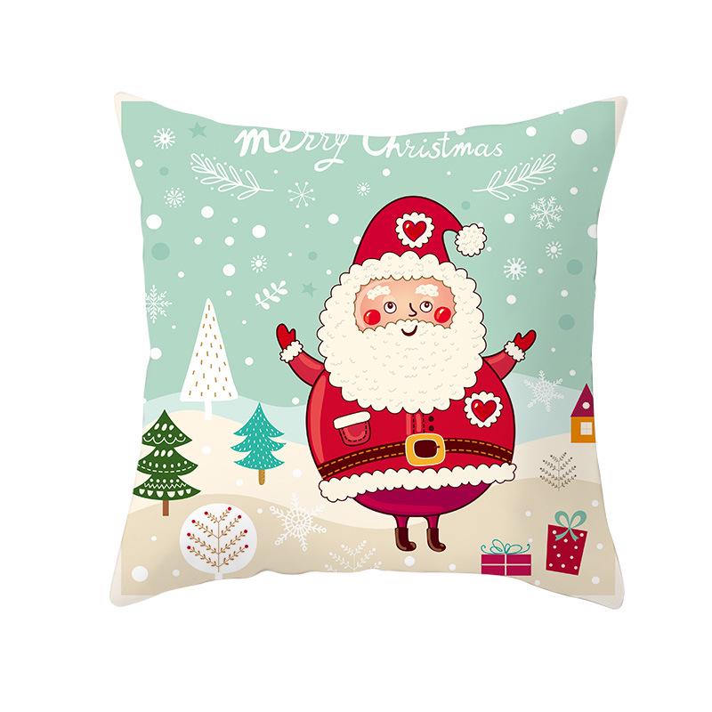 Peach Skin Christmas Print Pillow Case Cartoon Animal Home Sofa Cushion Cover Bedside Bedroom Pillow