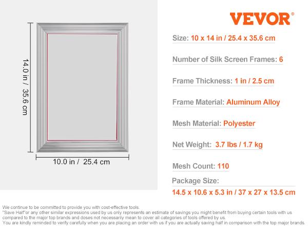 

SucceBuy 6 шт. Набор для трафаретной печати 10x14 дюймов Алюминиевые рамы для трафаретной печати Шелкотрафаретная рама Натяжная нейлоновая сетка
