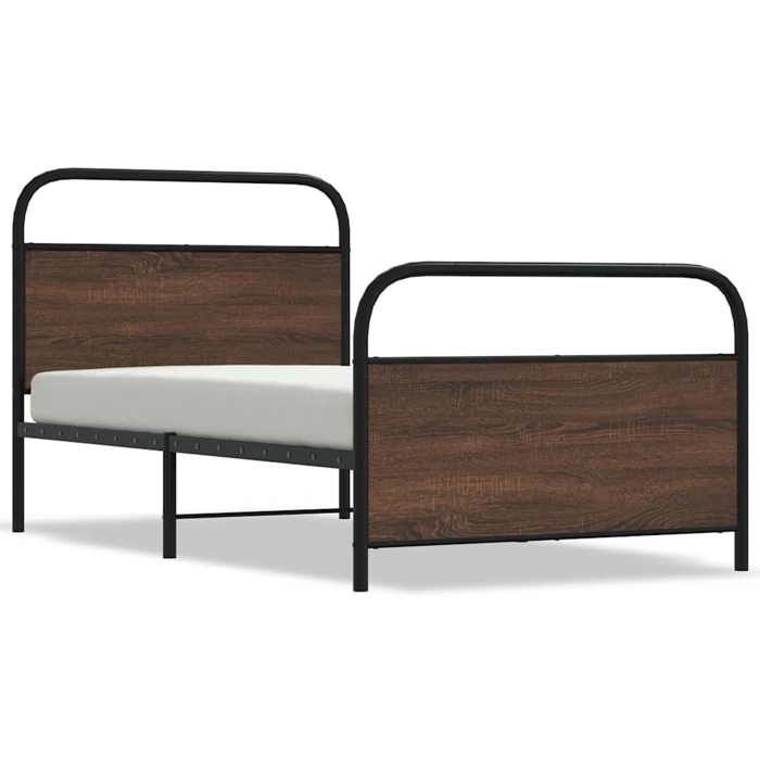 VidaXL Cadre de lit sans matelas 90x200cm chêne marron bois ingénierie, meuble de chambre à coucher, lit simple, sommier, 4100318