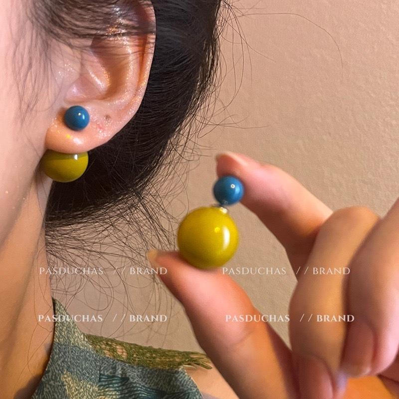 

Playful candy~ niche design sense front and rear two-wear ginger ear needles new unique summer earrings